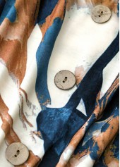 Multi Color dresses,Geometric dresses,Everyday dresses,Casual dresses,ROTITA Button Geometric Print White Short V Neck Sleeveless Dress