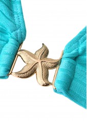 Cyan swimwear,Plain Color swimwear,ROTITA Lace V-Neck Cyan One Piece Swimwear and Bra