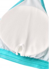 Cyan swimwear,Plain Color swimwear,ROTITA Lace V-Neck Cyan One Piece Swimwear and Bra