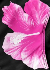 Black swimwear,Floral swimwear,Plants swimwear,ROTITA Tie Black Floral Print Mid Waisted Bikini Set