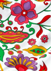 Multi Color swimwear,Floral swimwear,Plants swimwear,ROTITA Circular Ring Multi Color Floral Print One Piece Swimwear