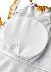 Multi Color swimwear,Floral swimwear,Plants swimwear,ROTITA Circular Ring Multi Color Floral Print One Piece Swimwear