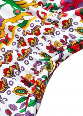 Multi Color swimwear,Floral swimwear,Plants swimwear,ROTITA Circular Ring Multi Color Floral Print One Piece Swimwear