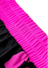 Hot Pink swimwear,Floral swimwear,Plants swimwear,ROTITA Contrast Binding Hot Pink Floral Print Tankini Set