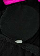 Hot Pink swimwear,Floral swimwear,Plants swimwear,ROTITA Contrast Binding Hot Pink Floral Print Tankini Set