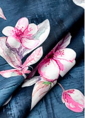 Denim Blue tops,Plants tops,Floral tops,ROTITA Random Floral Print Denim Blue V Neck Tank Top