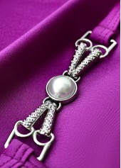 Purple swimwear,Plain Color swimwear,ROTITA V-Neck Twist Purple One Piece Swimdress