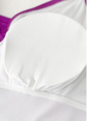 Purple swimwear,Plain Color swimwear,ROTITA V-Neck Twist Purple One Piece Swimdress