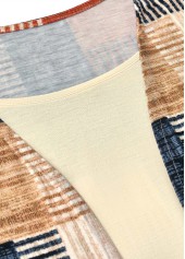 Multi Color tops,Geometric tops,ROTITA Geometric Print Short Sleeve Fake Two Piece Twinset