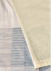 Multi Color tops,Geometric tops,ROTITA Geometric Print Short Sleeve Fake Two Piece Twinset