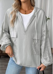 Light Grey Marl tops,Plain Color tops,ROTITA Light Grey Marl Long Sleeve Hoodie