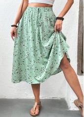 Sage Green bottoms,Ditsy Floral bottoms,Ditsy Floral Print Sage Green Elastic Waist Skirt