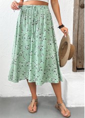 Sage Green bottoms,Ditsy Floral bottoms,Ditsy Floral Print Sage Green Elastic Waist Skirt