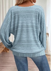 Dusty Blue tops,Plain Color tops,ROTITA Dusty Blue Round Neck Long Sleeve T Shirt