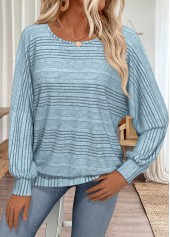 Dusty Blue tops,Plain Color tops,ROTITA Dusty Blue Round Neck Long Sleeve T Shirt
