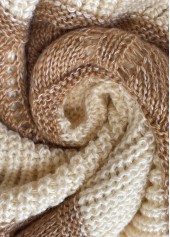 Beige tops,Contrast Color tops,Beige Round Neck Long Sleeve Sweater