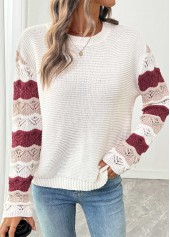 White Round Neck Long Sleeve Sweater