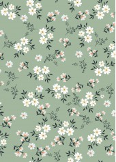 Light Green tops,Floral tops,Plants tops,ROTITA Floral Print Light Green Split Neck 3/4 Sleeve Blouse