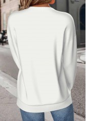 White tops,Plain Color tops,ROTITA White Round Neck Long Sleeve Sweatshirt