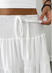 White bottoms,Plain Color bottoms,White Maxi Elastic Waist A Line Skirt