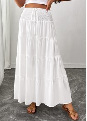 jupe longue blanche trapèze à taille élastique