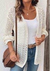 Beige tops,Plain Color tops,Beige Light Cardigan