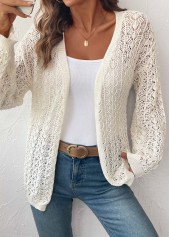 Beige tops,Plain Color tops,Beige Light Cardigan