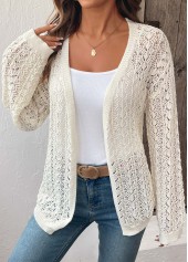 Beige tops,Plain Color tops,Beige Light Cardigan
