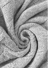 Grey tops,Plain Color tops,Tummy Coverage Grey Round Neck Long Sleeve Cardigan