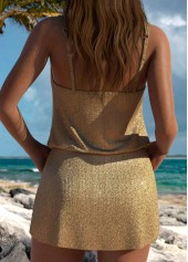 Champagne swimwear,Plain Color swimwear,ROTITA Champagne Circular Ring One Piece Swimdress
