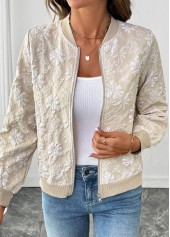 veste à manches longues à col montant et fermeture éclair légère