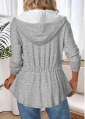 Light Grey Marl tops,Plain Color tops,ROTITA Tummy Coverage Light Grey Marl Hooded Track Jacket