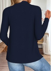 Navy tops,Plain Color tops,ROTITA Navy Open Front Long Sleeve Coat