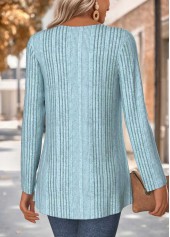 Dusty Blue tops,Plain Color tops,ROTITA Dusty Blue Draped Neck Fake Two Piece Twinset