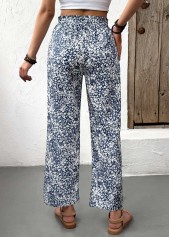 Light Blue bottoms,Ditsy Floral bottoms,Ditsy Floral Print Light Blue Straight Leg Pants