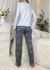 Dusty Blue loungewear,Animal Print loungewear,Animal Print Dusty Blue Lounge Top and Pants