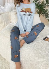 Dusty Blue loungewear,Animal Print loungewear,Animal Print Dusty Blue Lounge Top and Pants