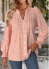 Rotita – Bauchbedeckende Bluse mit Blumenmuster und Schlitz am Ausschnitt in Rosa