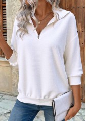 sweat-shirt à manches longues et col rabattu avec fermeture éclair Rotita