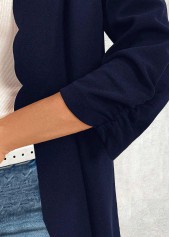 Navy tops,Plain Color tops,ROTITA Scalloped Hem Navy 3/4 Sleeve Light Cardigan