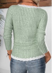 Sage Green tops,Contrast Color tops,ROTITA Tummy Coverage Sage Green Scoop Neck T Shirt