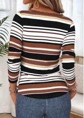 Multi Color tops,Striped tops,Geometric tops,ROTITA Tummy Coverage Striped Multi Color Scoop Neck T Shirt