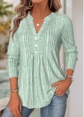 Sage Green tops,Plain Color tops,ROTITA Tummy Coverage Sage Green Split Neck T Shirt