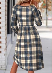 Multi Color dresses,Plaid dresses,Geometric dresses,Everyday dresses,Casual dresses,ROTITA Tummy Coverage Plaid Multi Color Round Neck Dress