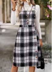 Rotita – kariertes schwarzes ärmelloses Tankkleid mit Bauchbedeckung