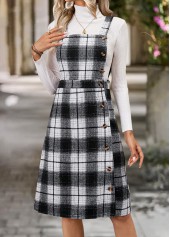 Black dresses,Plaid dresses,Geometric dresses,Everyday dresses,Casual dresses,ROTITA Tummy Coverage Plaid Black Sleeveless Tank Dress