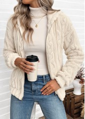 Rotita – beiger langärmliger Mantel mit Kapuze und Bauchbedeckung