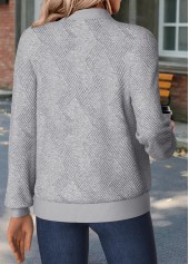 Light Grey Marl tops,Plain Color tops,ROTITA Tummy Coverage Light Grey Marl Stand Collar Track Jacket