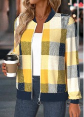 Rotita-Bauchabdeckung karierte mehrfarbige Jacke mit Stehkragen