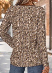 Dark Coffee tops,Plain Color tops,ROTITA Tummy Coverage Dark Coffee Split Neck T Shirt